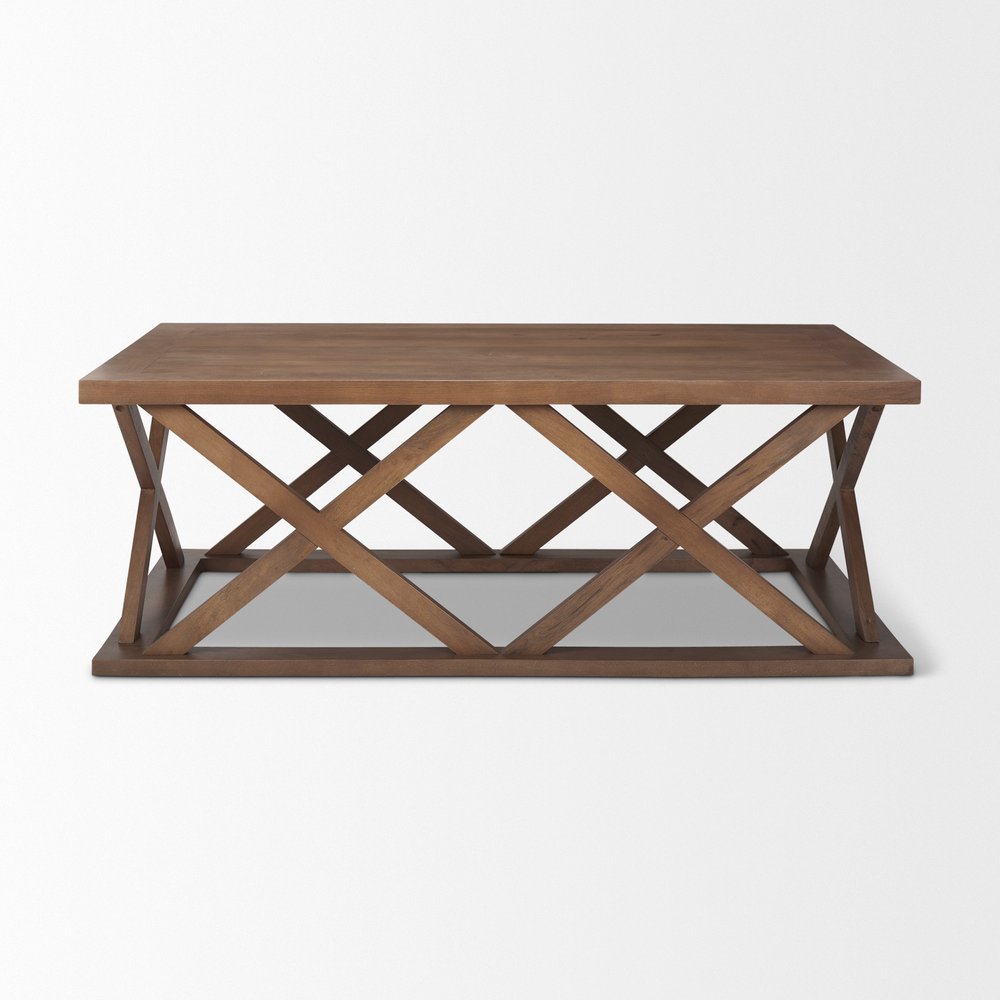 48" Brown Solid Wood Geo Frame Coffee Table