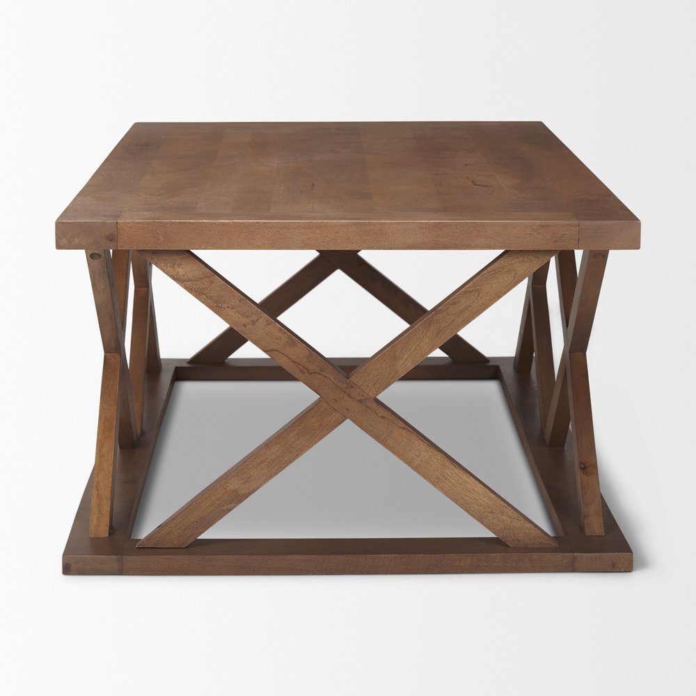 48" Brown Solid Wood Geo Frame Coffee Table