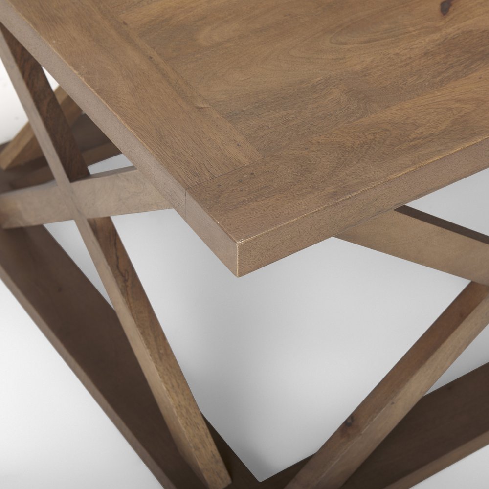 48" Brown Solid Wood Geo Frame Coffee Table