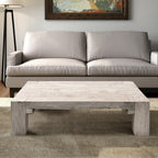55" Natural and Off White Reclaimed Wood Distressed Coffee Table