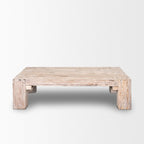 55" Natural and Off White Reclaimed Wood Distressed Coffee Table