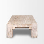 55" Natural and Off White Reclaimed Wood Distressed Coffee Table