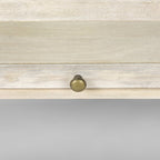 44" Off White Clear And Gold Solid Wood Glass And Iron Storage Coffee Table
