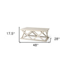 48" Off White Solid Wood Distressed Geo Frame Coffee Table