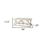 48" Off White Solid Wood Distressed Geo Frame Coffee Table