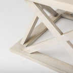 48" Off White Solid Wood Distressed Geo Frame Coffee Table