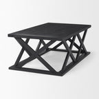 48" Black Solid Wood Geo Frame Coffee Table