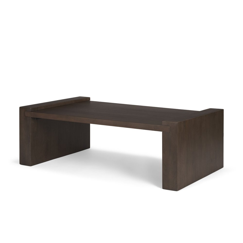 48" Dark Brown Solid Wood Sled Coffee Table