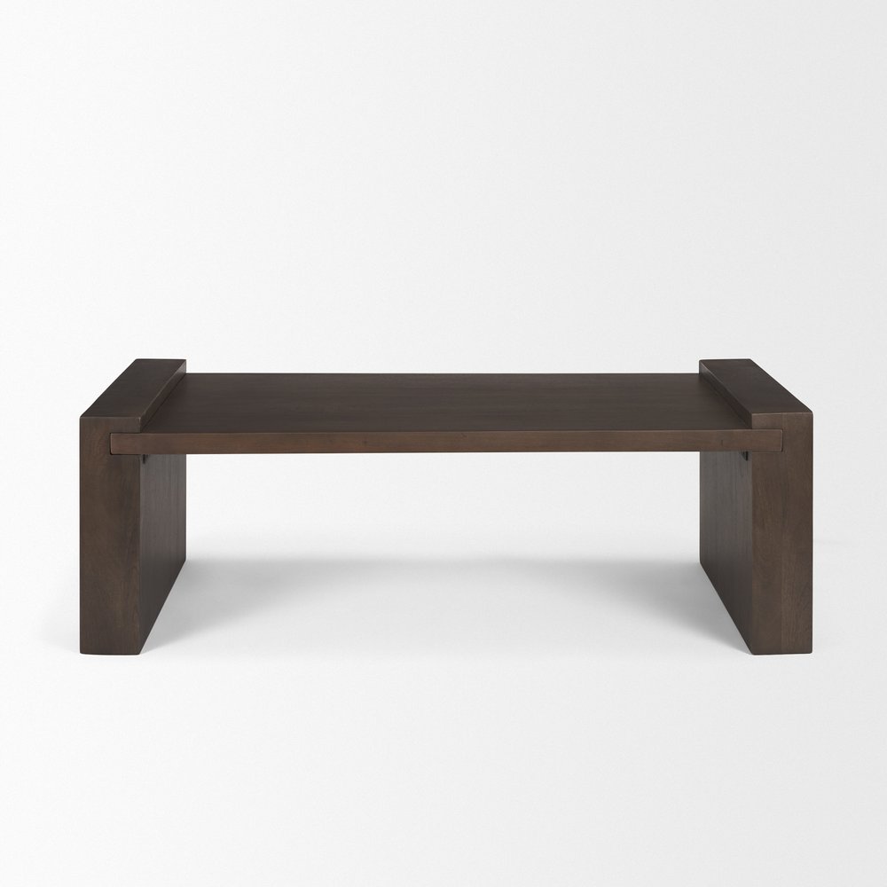 48" Dark Brown Solid Wood Sled Coffee Table