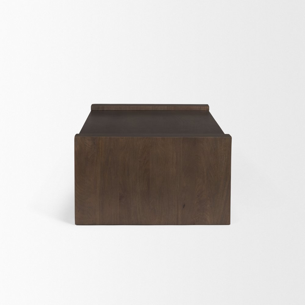 48" Dark Brown Solid Wood Sled Coffee Table