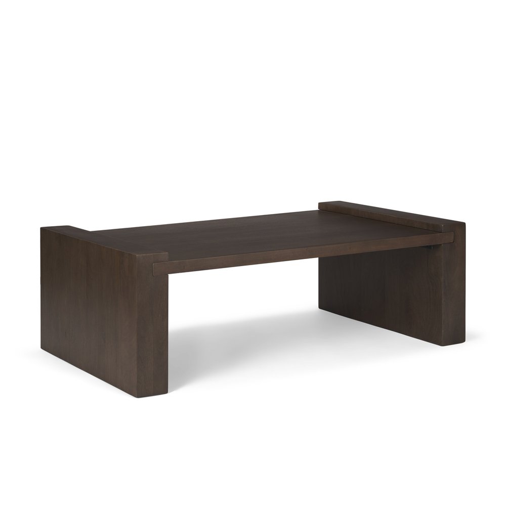 48" Dark Brown Solid Wood Sled Coffee Table
