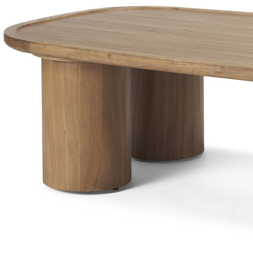55" Natural Solid Wood Oval Coffee Table