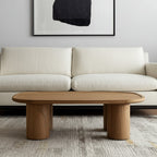 55" Natural Solid Wood Oval Coffee Table
