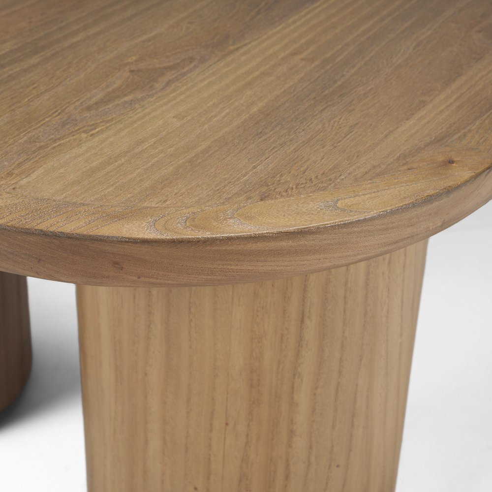 55" Natural Solid Wood Oval Coffee Table