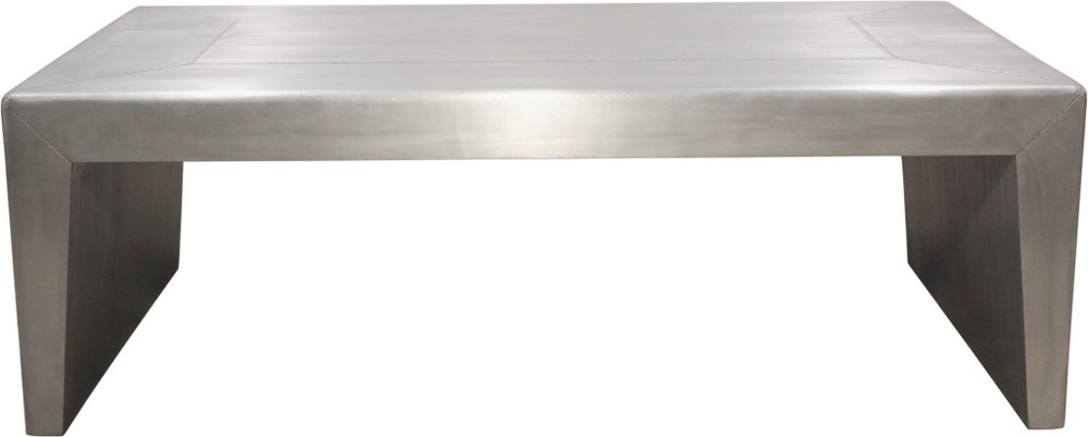 54" Silver Aluminum and Solid Wood Sled Coffee Table