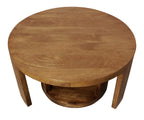 Set of Two Walnut Solid Wood Round Distressed Solid Nested Coffee Tables