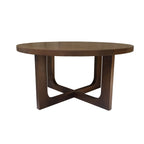 36" Brown Solid Wood Round Cross Legs Coffee Table