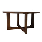 36" Brown Solid Wood Round Cross Legs Coffee Table