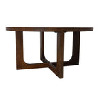 36" Brown Solid Wood Round Cross Legs Coffee Table