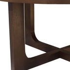 36" Brown Solid Wood Round Cross Legs Coffee Table