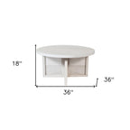 36" White Solid Wood Round Cross Legs Coffee Table