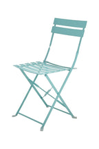 Set of Two Teal Blue Aluminum Outdoor Folding Dining Chairs