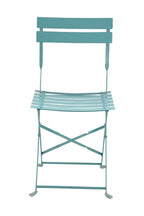 Set of Two Teal Blue Aluminum Outdoor Folding Dining Chairs