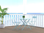 Set of Two Aqua Blue Aluminum Outdoor Folding Dining Chairs