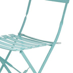 Set of Two Teal Blue Aluminum Outdoor Folding Dining Chairs