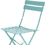 Set of Two Teal Blue Aluminum Outdoor Folding Dining Chairs