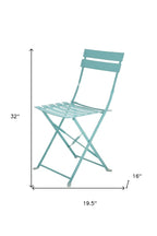 Set of Two Teal Blue Aluminum Outdoor Folding Dining Chairs