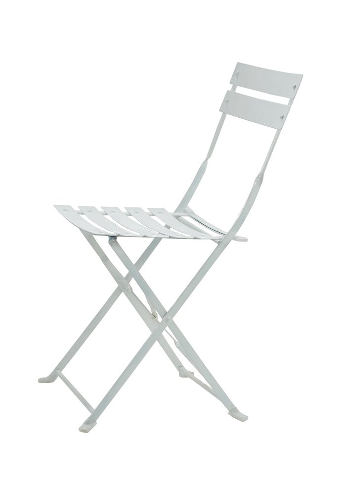 Set of Two White Aluminum Outdoor Folding Dining Chairs
