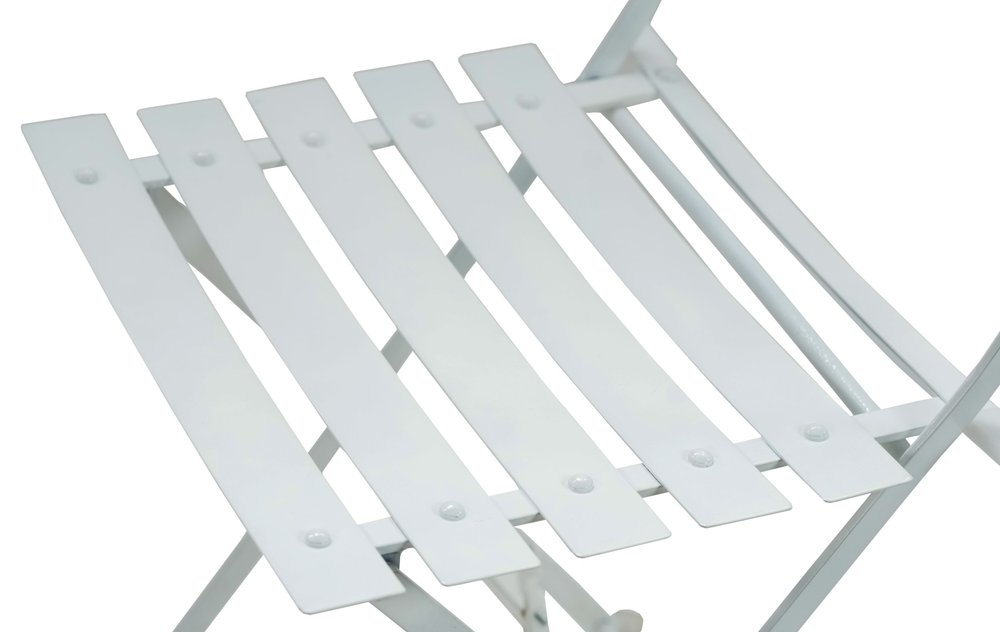 Set of Two White Aluminum Outdoor Folding Dining Chairs