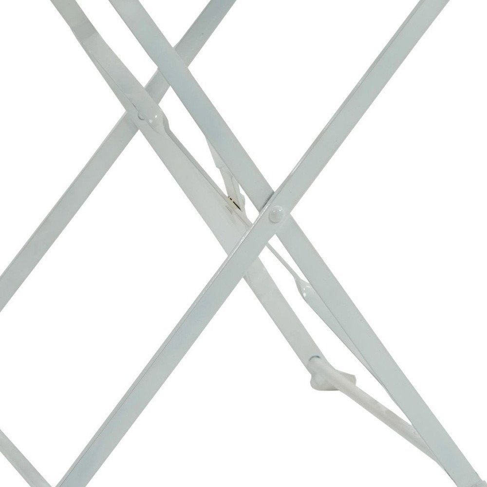 Set of Two White Aluminum Outdoor Folding Dining Chairs