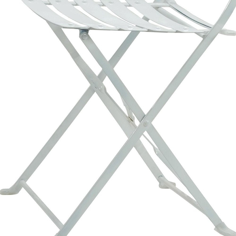 Set of Two White Aluminum Outdoor Folding Dining Chairs