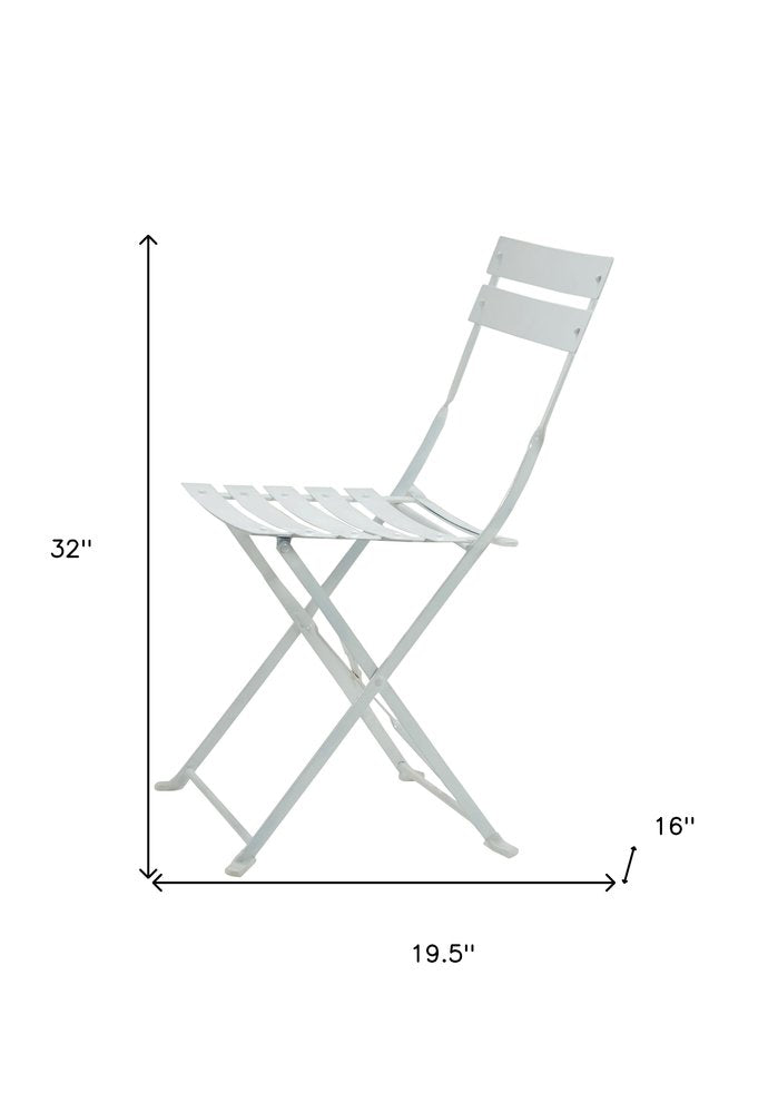 Set of Two White Aluminum Outdoor Folding Dining Chairs