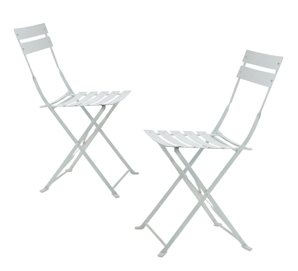 Set of Two White Aluminum Outdoor Folding Dining Chairs