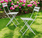 Set of Two White Aluminum Outdoor Folding Dining Chairs