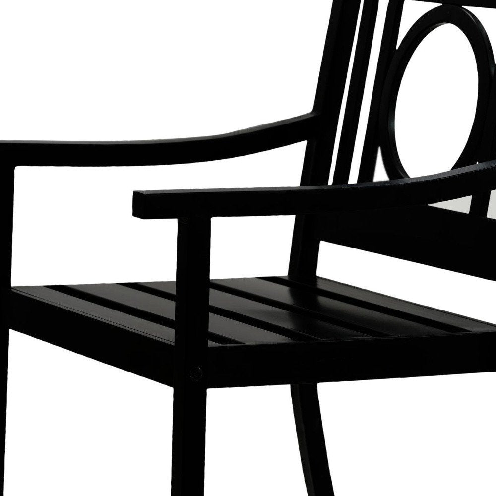 24" Black Steel Geo Back Outdoor Arm Chair