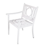 24" White Steel Geo Back Outdoor Arm Chair