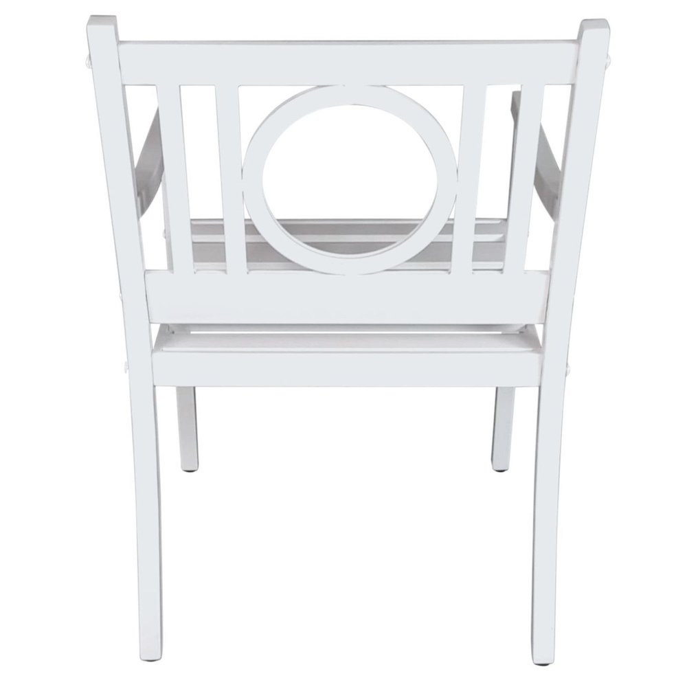 24" White Steel Geo Back Outdoor Arm Chair