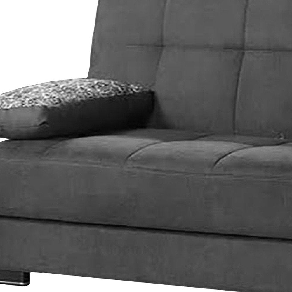 75" Gray Chenille Convertible Futon Sleeper Sofa And Toss Pillows With Storage