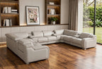 Black Italian Leather Power Reclining U Shaped Twelve Piece Corner Sectional With Console