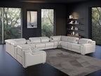 Dark Gray Italian Leather Power Reclining U Shaped Twelve Piece Corner Sectional With Console