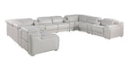 Dark Gray Italian Leather Power Reclining U Shaped Twelve Piece Corner Sectional With Console