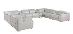 Black Italian Leather Power Reclining U Shaped Twelve Piece Corner Sectional With Console