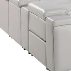 Dark Gray Italian Leather Power Reclining U Shaped Twelve Piece Corner Sectional With Console