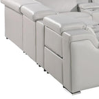 Dark Gray Italian Leather Power Reclining U Shaped Twelve Piece Corner Sectional With Console