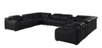 Dark Gray Italian Leather Power Reclining U Shaped Twelve Piece Corner Sectional With Console