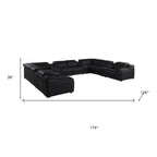 Dark Gray Italian Leather Power Reclining U Shaped Twelve Piece Corner Sectional With Console